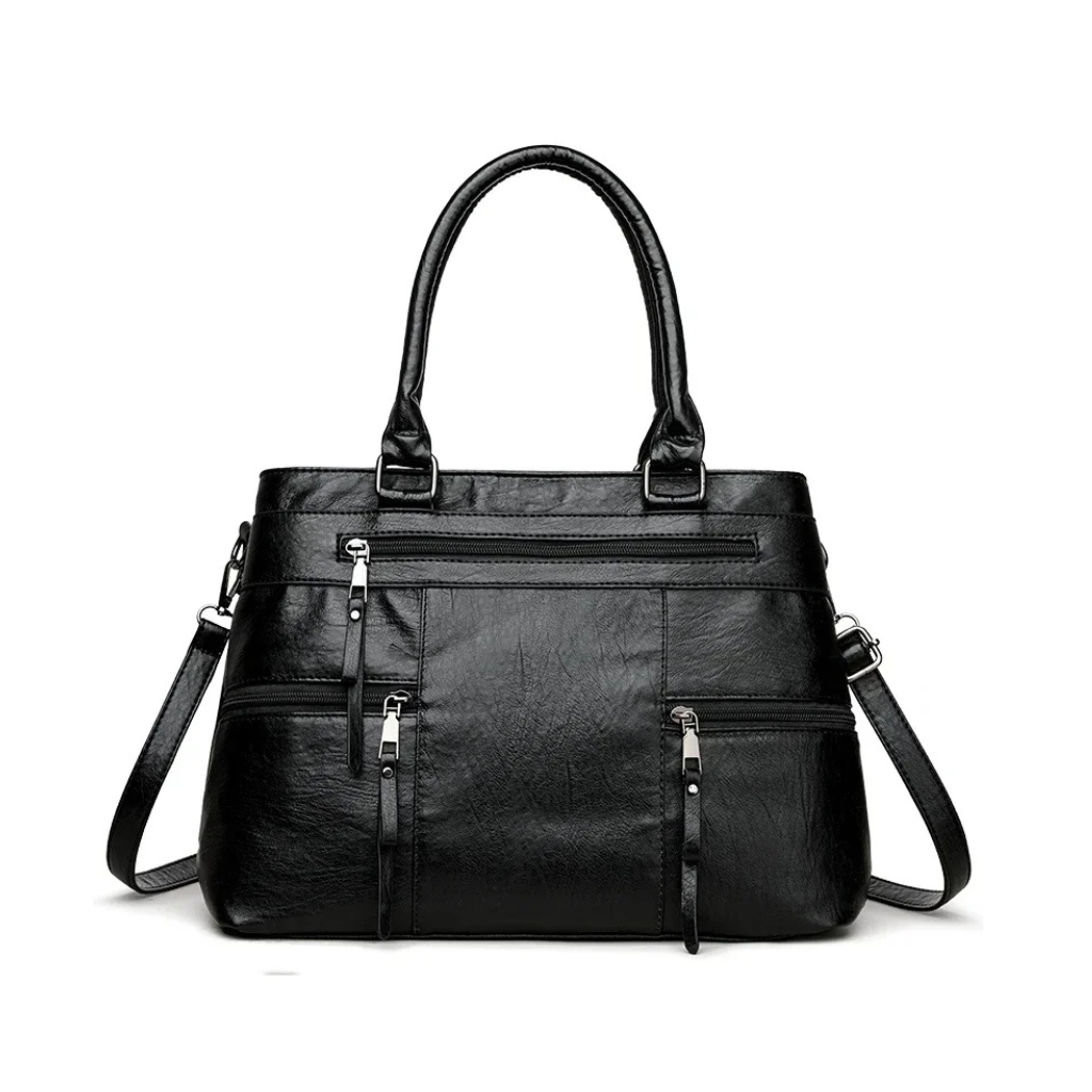 Sac fourre-tout pour femme avec fermeture éclair en toile/cuir