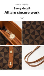 Sac Fourre-tout Motif Damier Brun