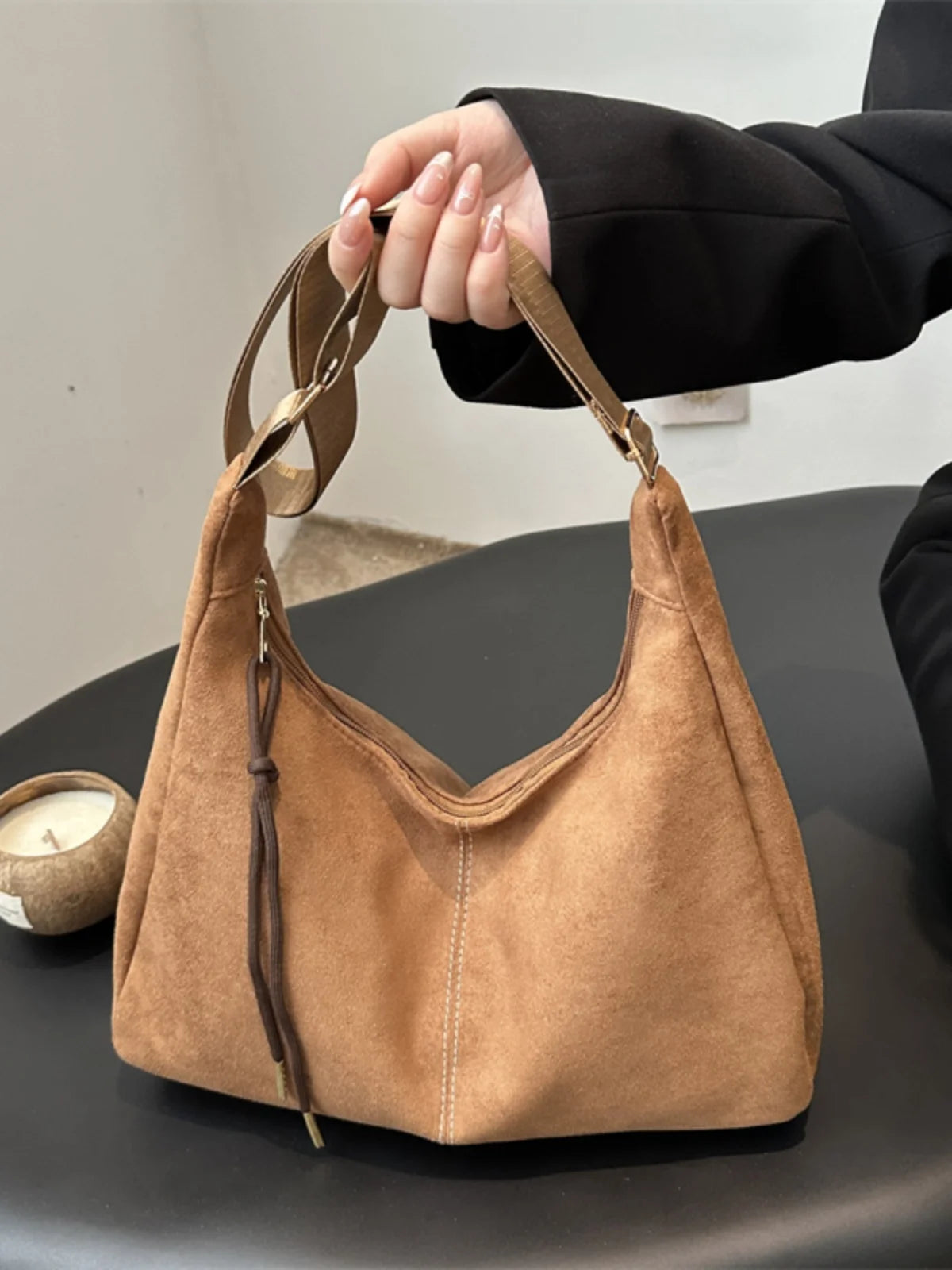 Sac en cuir suédé grande capacité